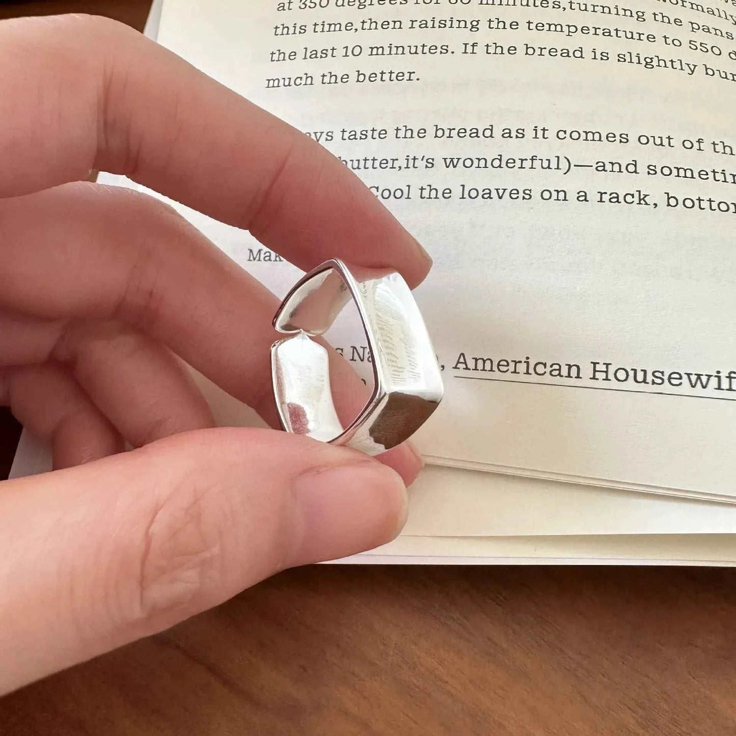 Wide Square Sterling Silver Stackable Ring