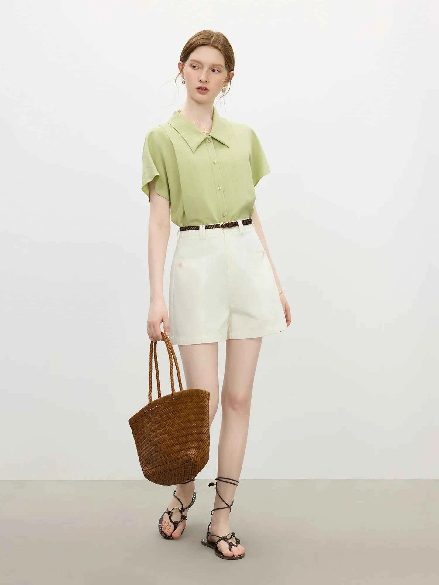 Women Classic Elegant Vintage Lapel Blouse Shirt