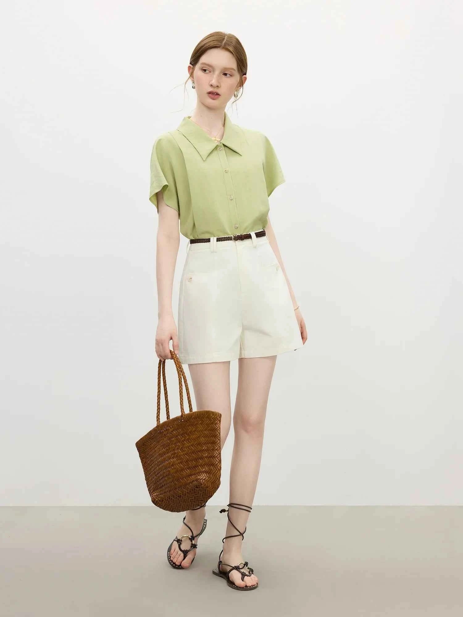 Women Classic Elegant Vintage Lapel Blouse Shirt