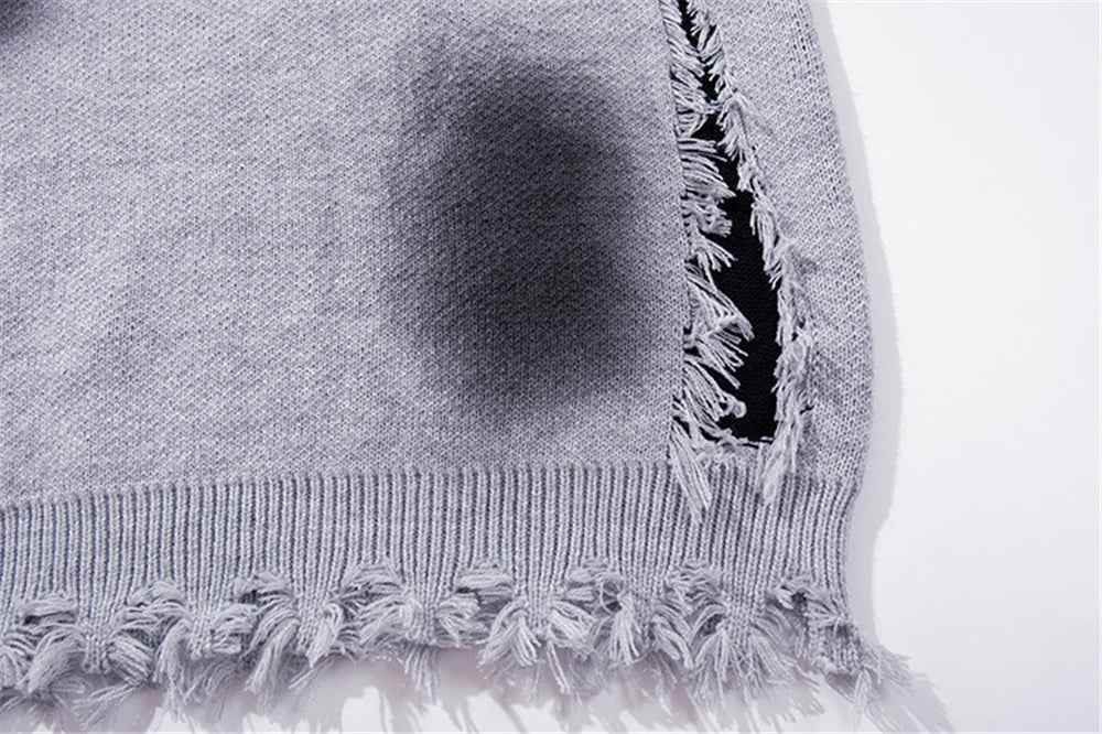 Essential Distressed Letter Graphic Knitted Sweater