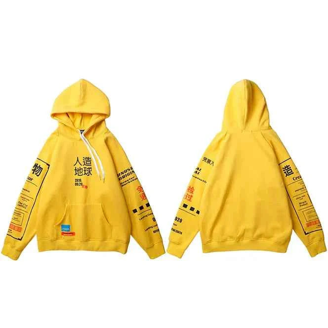 Comfortable Graffiti Kanji Graphic Hip Hop Hoodie