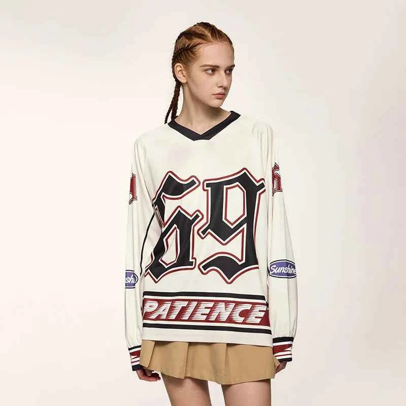 Retro Oversized Letter Printed Long T-Shirt