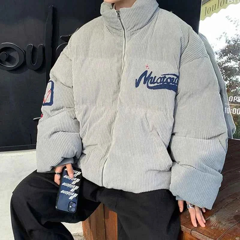 Cozy Corduroy Padded Winter Parka Puffer Jacket