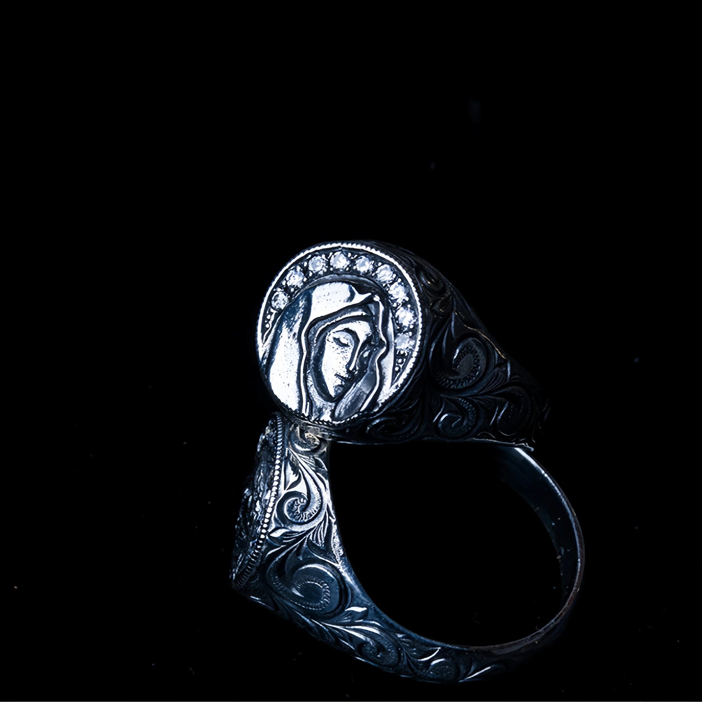 Gothic Virgin Mary Adjustable Open Ring - Luxuryurbanwear