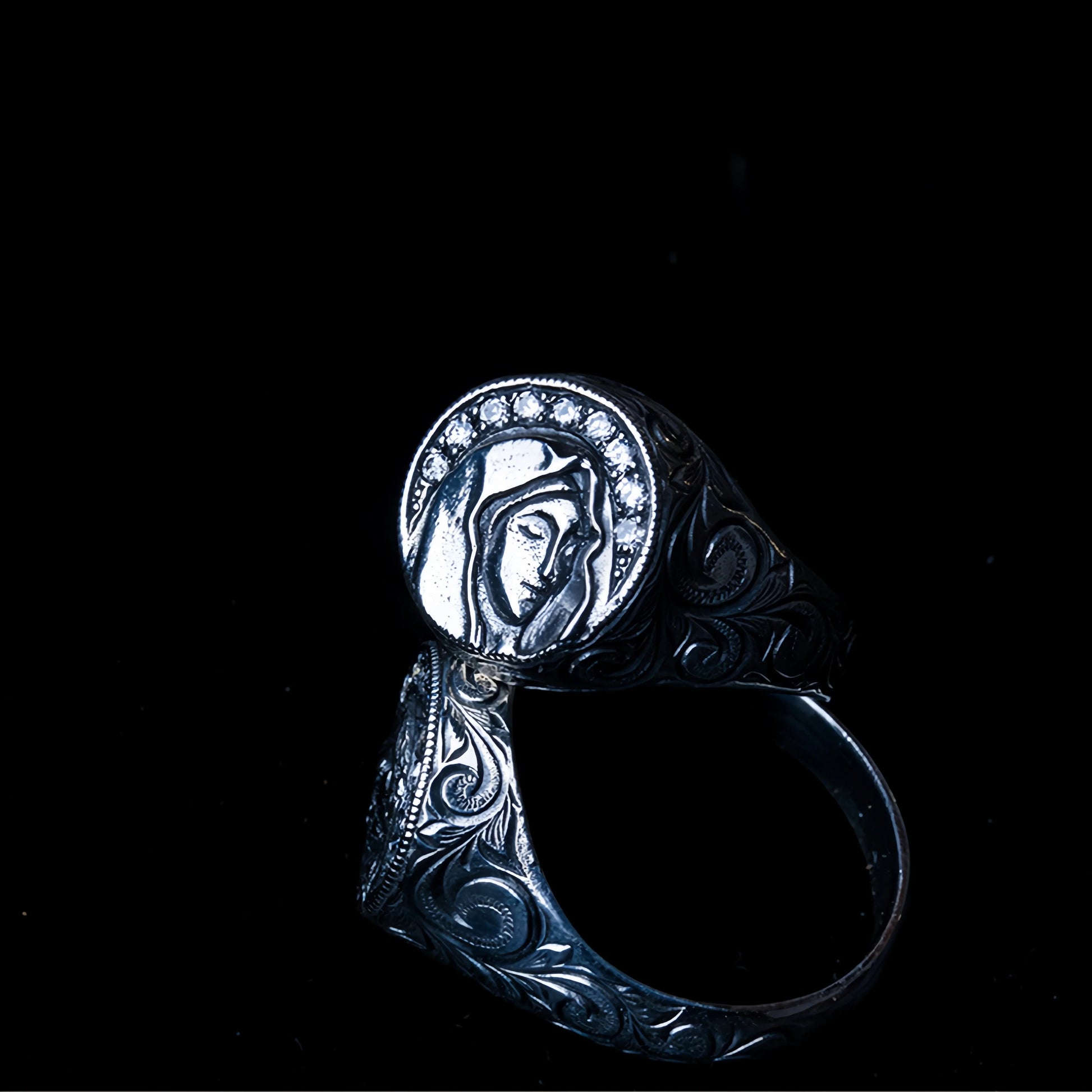 Gothic Virgin Mary Adjustable Open Ring - Luxuryurbanwear
