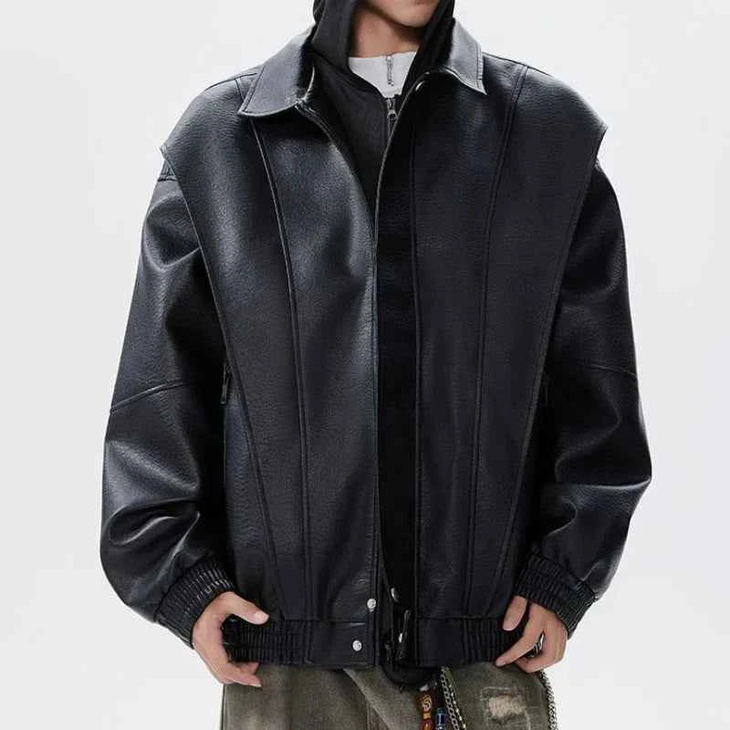 Retro American Hooded Leather Biker Jacket