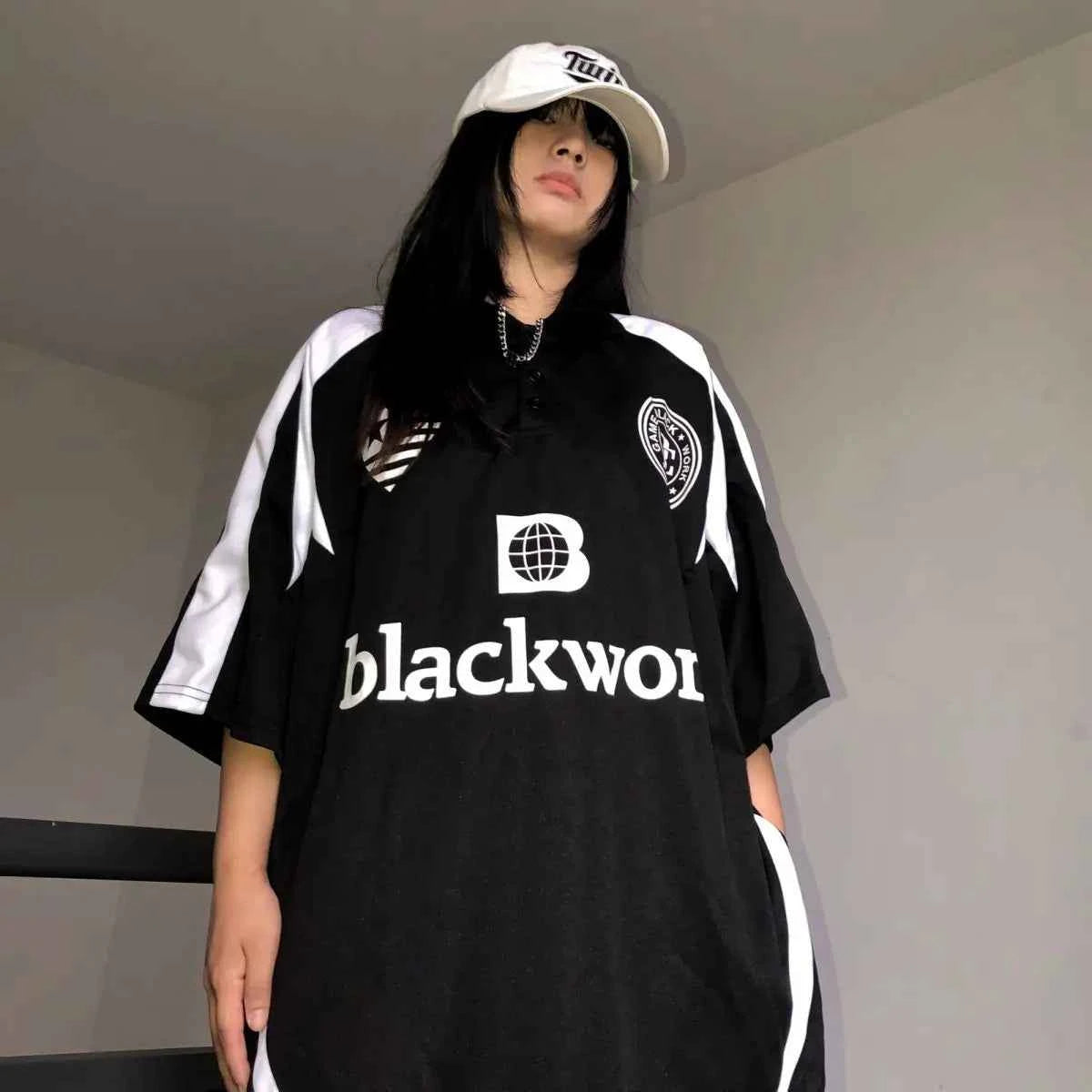 Retro American Style Baseball Print Long T-Shirt