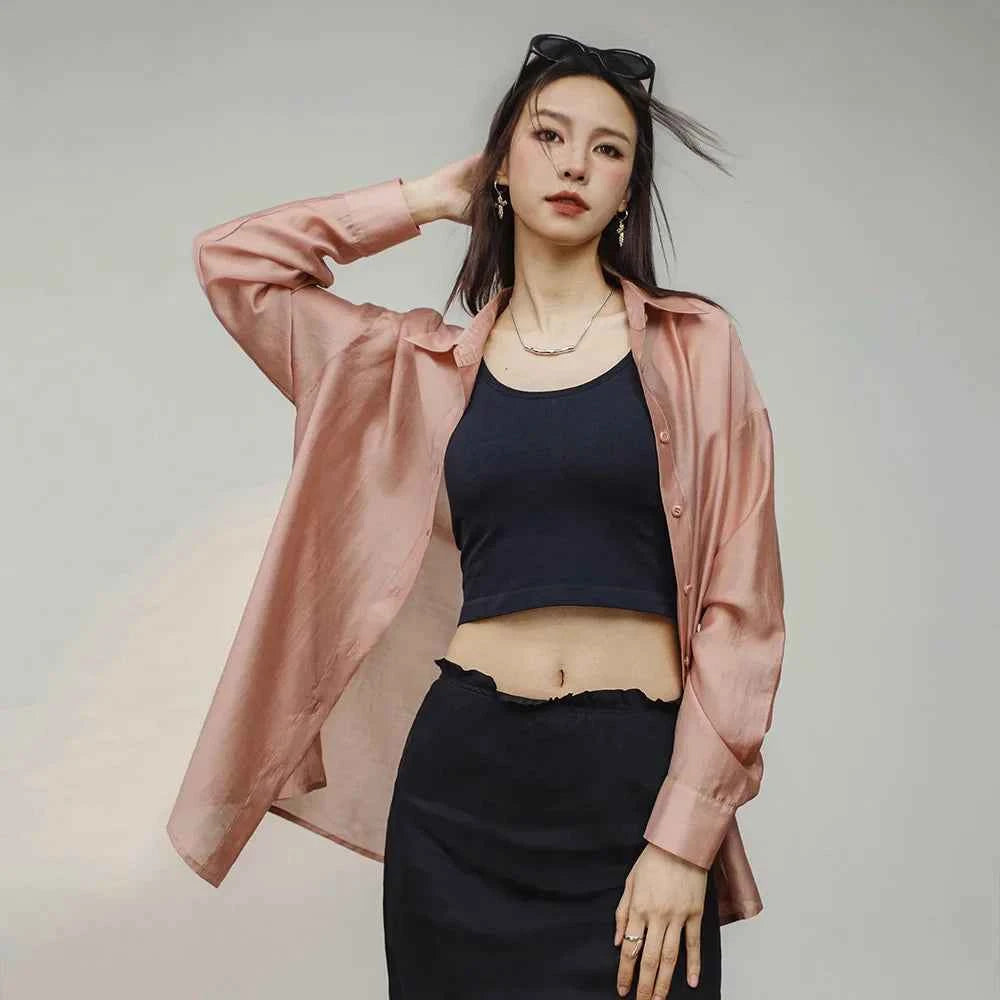 Lightweight Pink Casual Long Sleeve Shirt