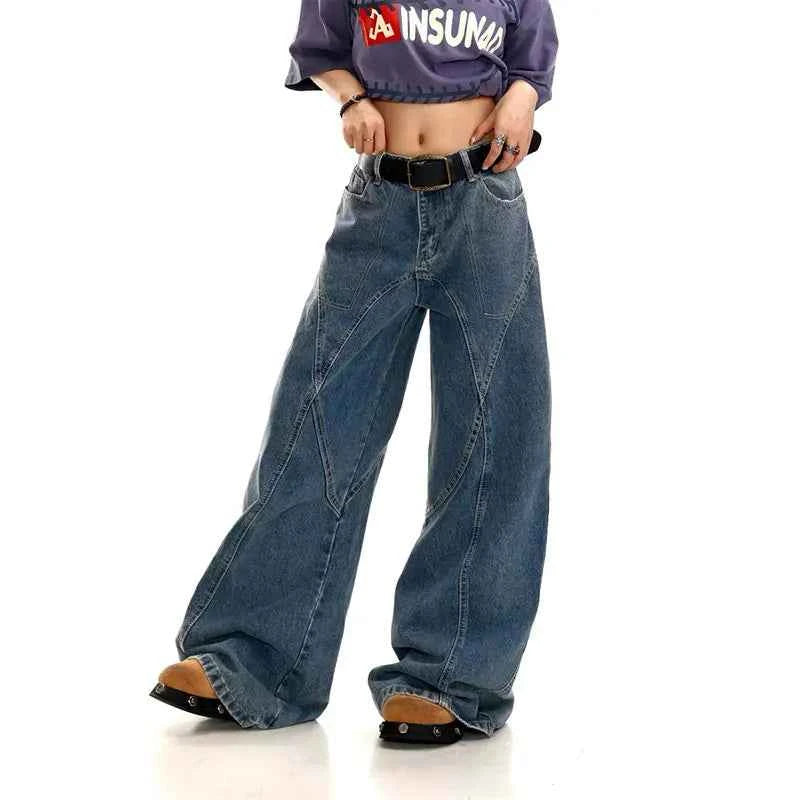 Effortless Y2K Blue Wide Leg Denim Jeans