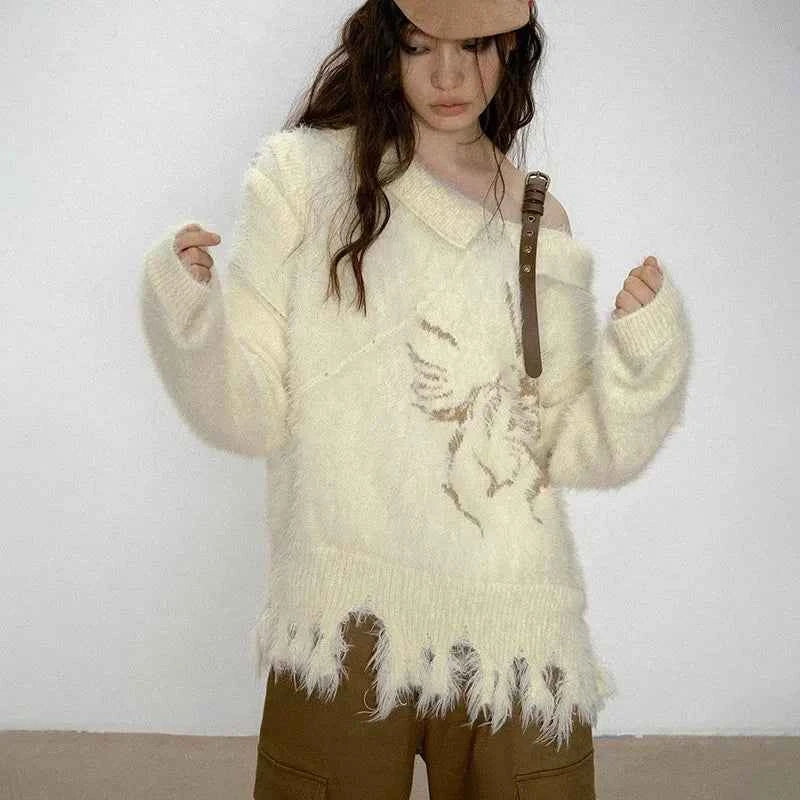 Vintage Irregular Distressed Knit Sweater