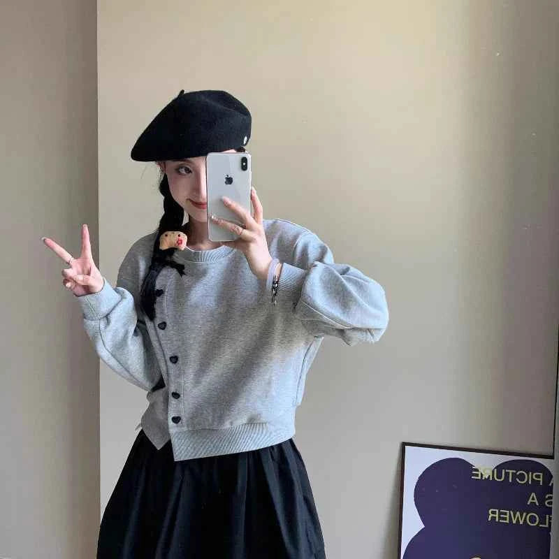 korean Tender Bow Button Up Sweater