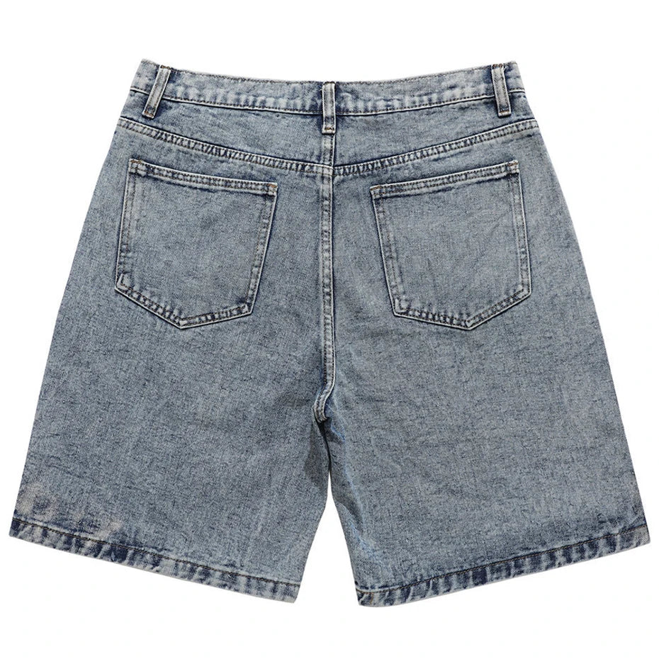 Streetwear Patchwork Oversized Denim Shorts