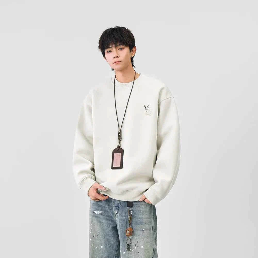 Cozy Embroidered Logo Crew Neck Sweatshirt