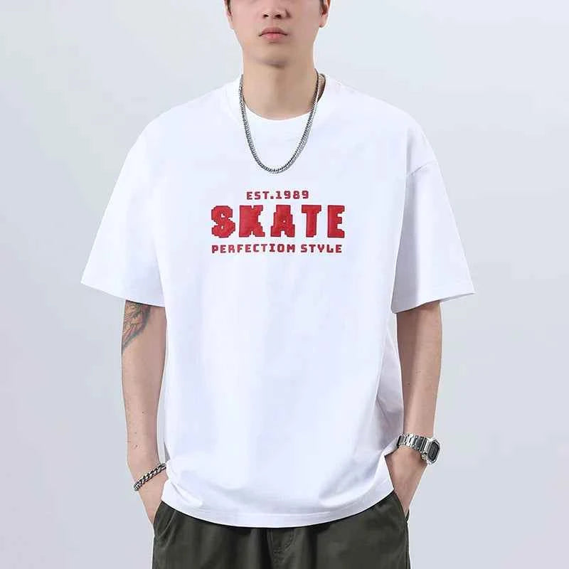 High-End American Style Knitted Print T-Shirt