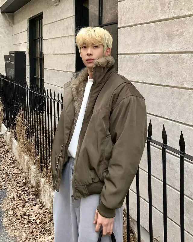 Y2K High Street Solid Color Faux Fur Jacket