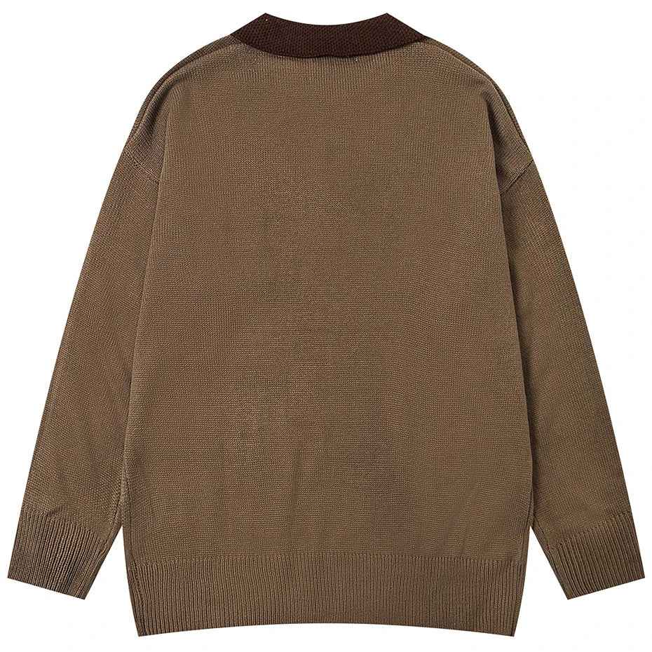 Y2K Cozy Flower Embroidered Casual Knit Sweater