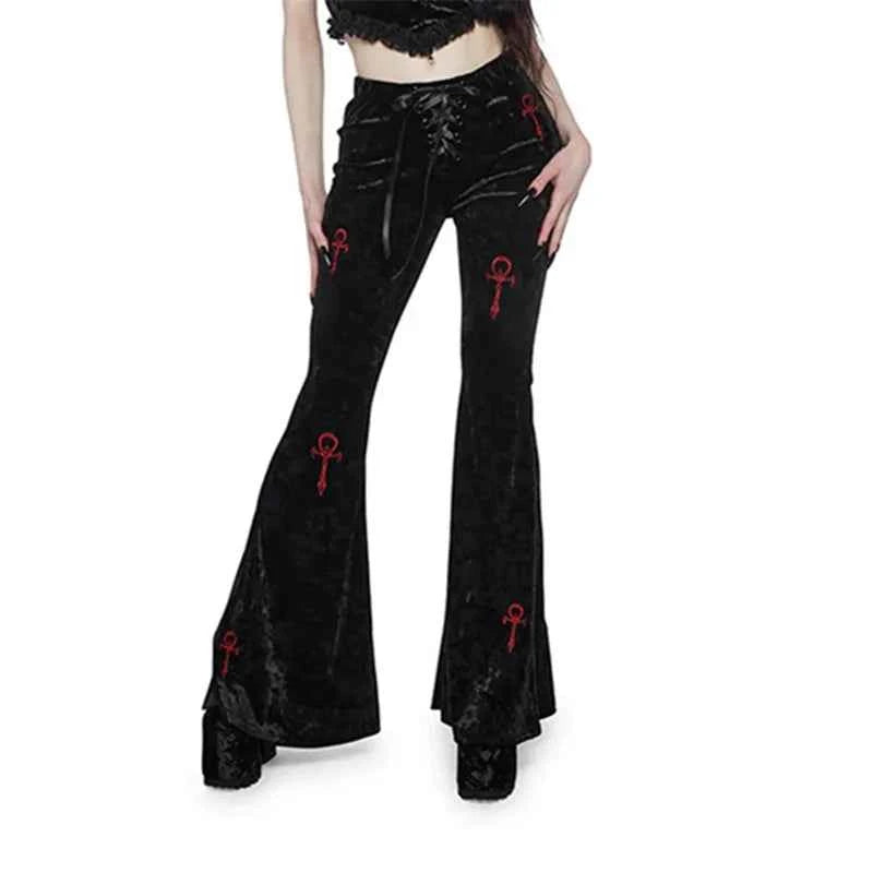 Velvet High Waist Flare Pants