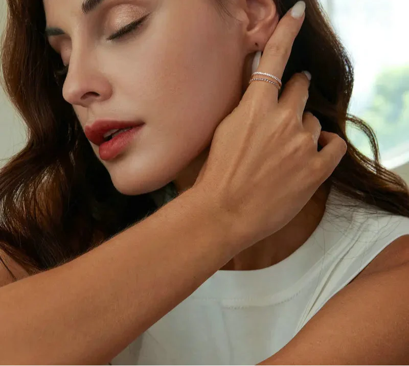 Elegant White Gold Stacking Ring - Luxuryurbanwear