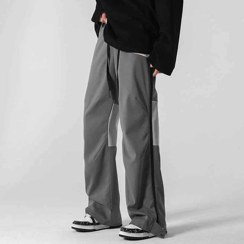 Streetwear Cool Contrast Color Drawstring Sports Pants