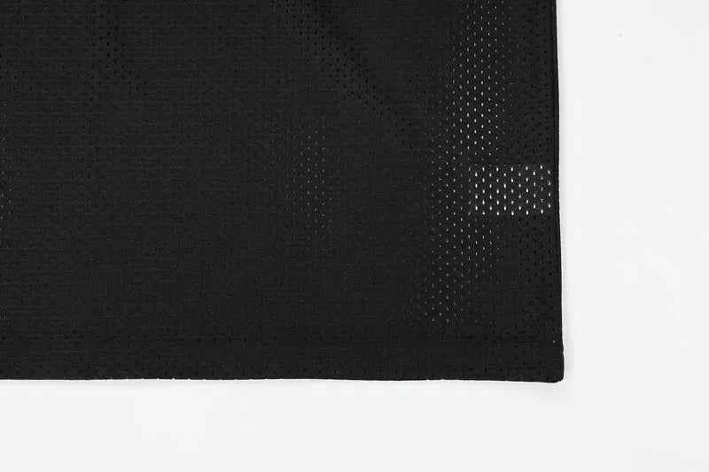 Mesh Embroidered Patchwork Jersey Polyester T-Shirt