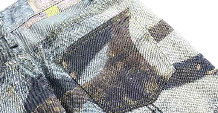 Chic American Style Hot Girl Digital Jeans