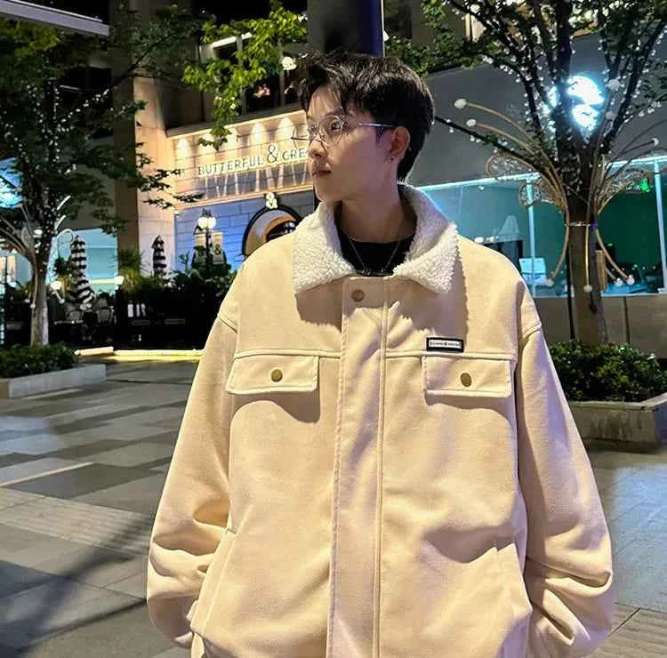 Korean Velvet Fur Collar Padded Parka Jacket