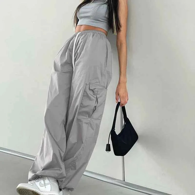 Vintage High Waist Wide Leg Cargo Pants