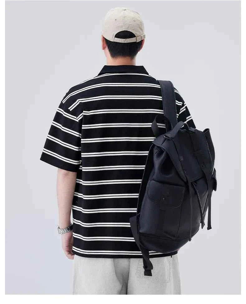 Artistic Stripe Polo Short Sleeve T-Shirt