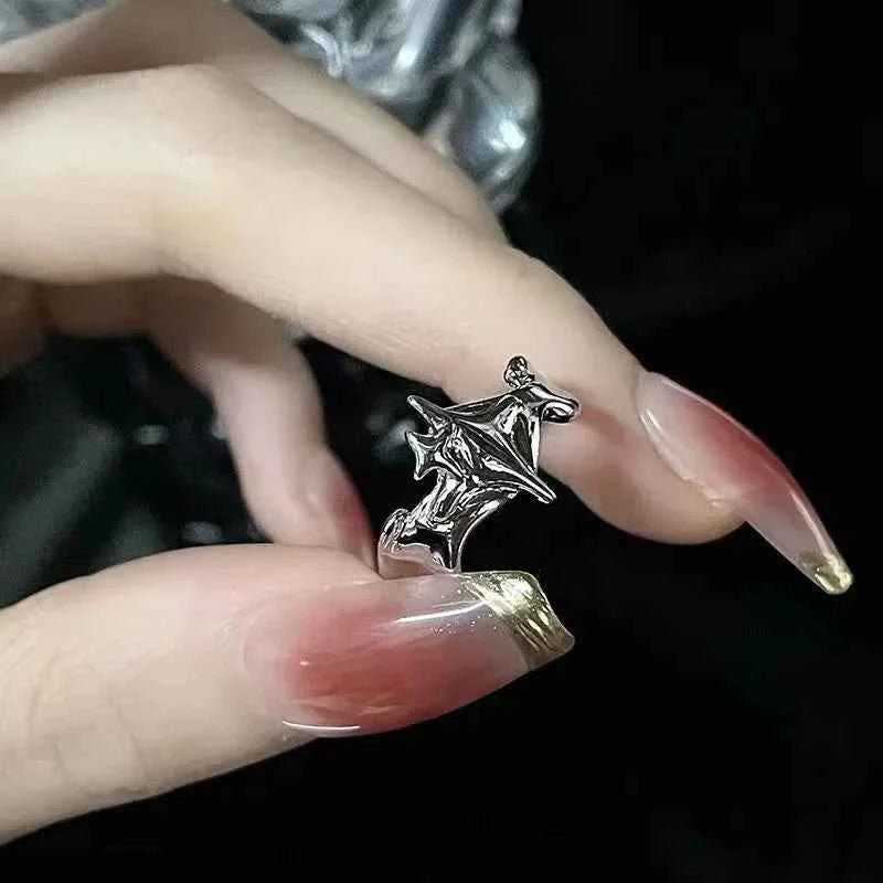 Vintage Gothic Silver Stars Adjustable Ring