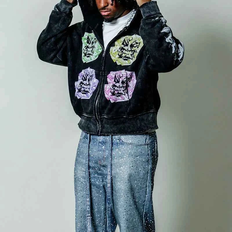 Men Casual Vintage Retro Oversized Baggy Sweatshirt
