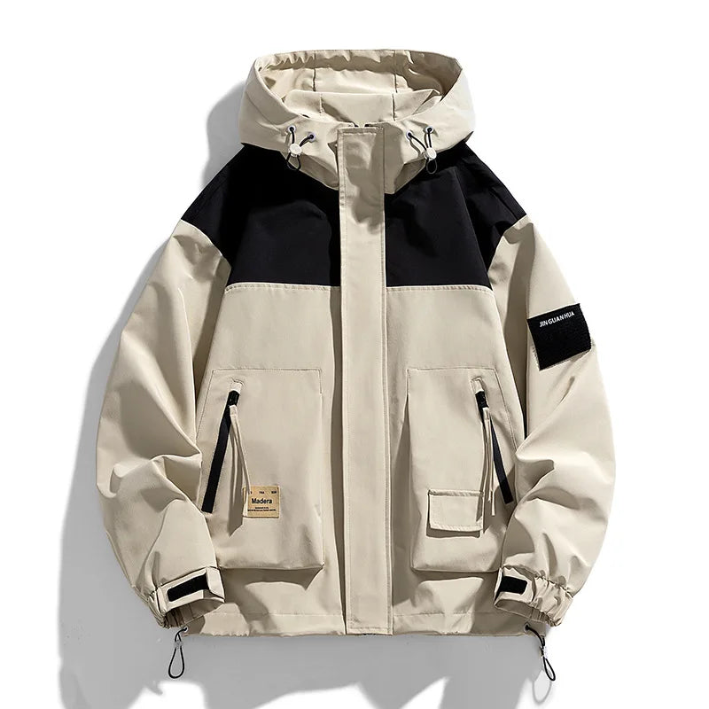 High Neck Two Tone Cargo Bomber Jacket