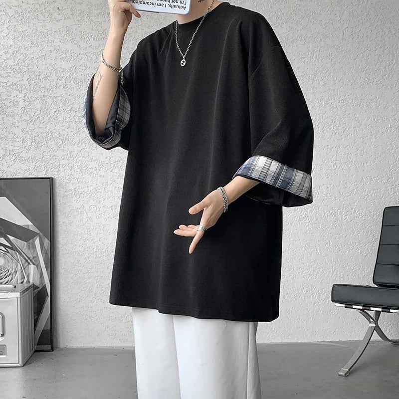 Cool Oversized Plaid Korean Style T-Shirt