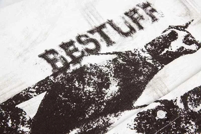 Graffiti Doberman Printed Short Sleeve Shirt