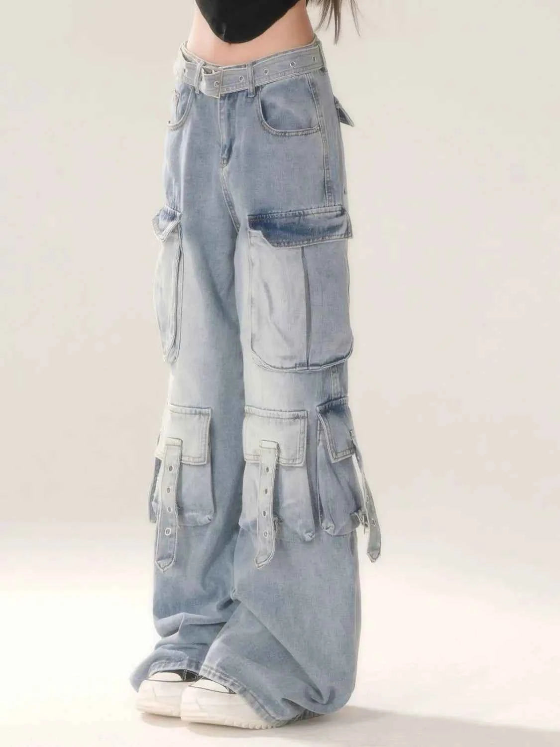 High Street Washed Multi Pocket Jeans