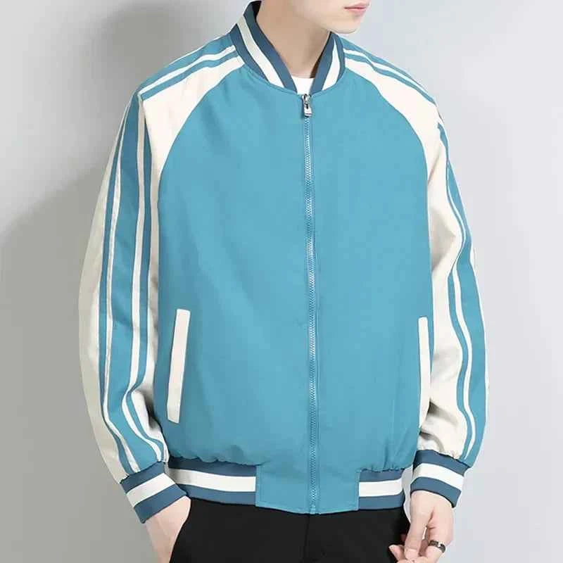 Breathable Striped Windbreaker Baseball Jacket