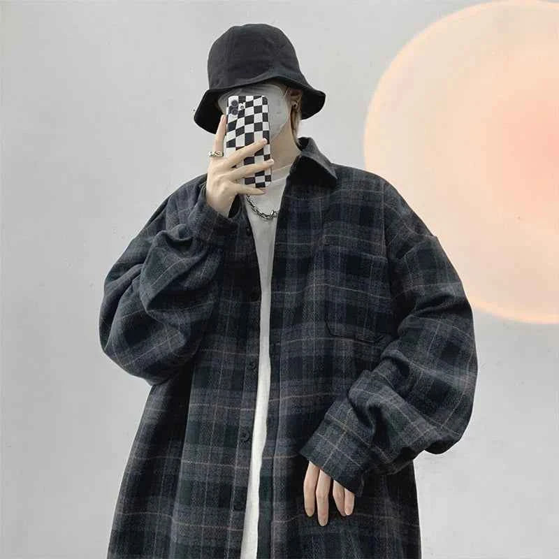 Men's Streetwear Luxury Plaid Long Sleeve Casual Shirt