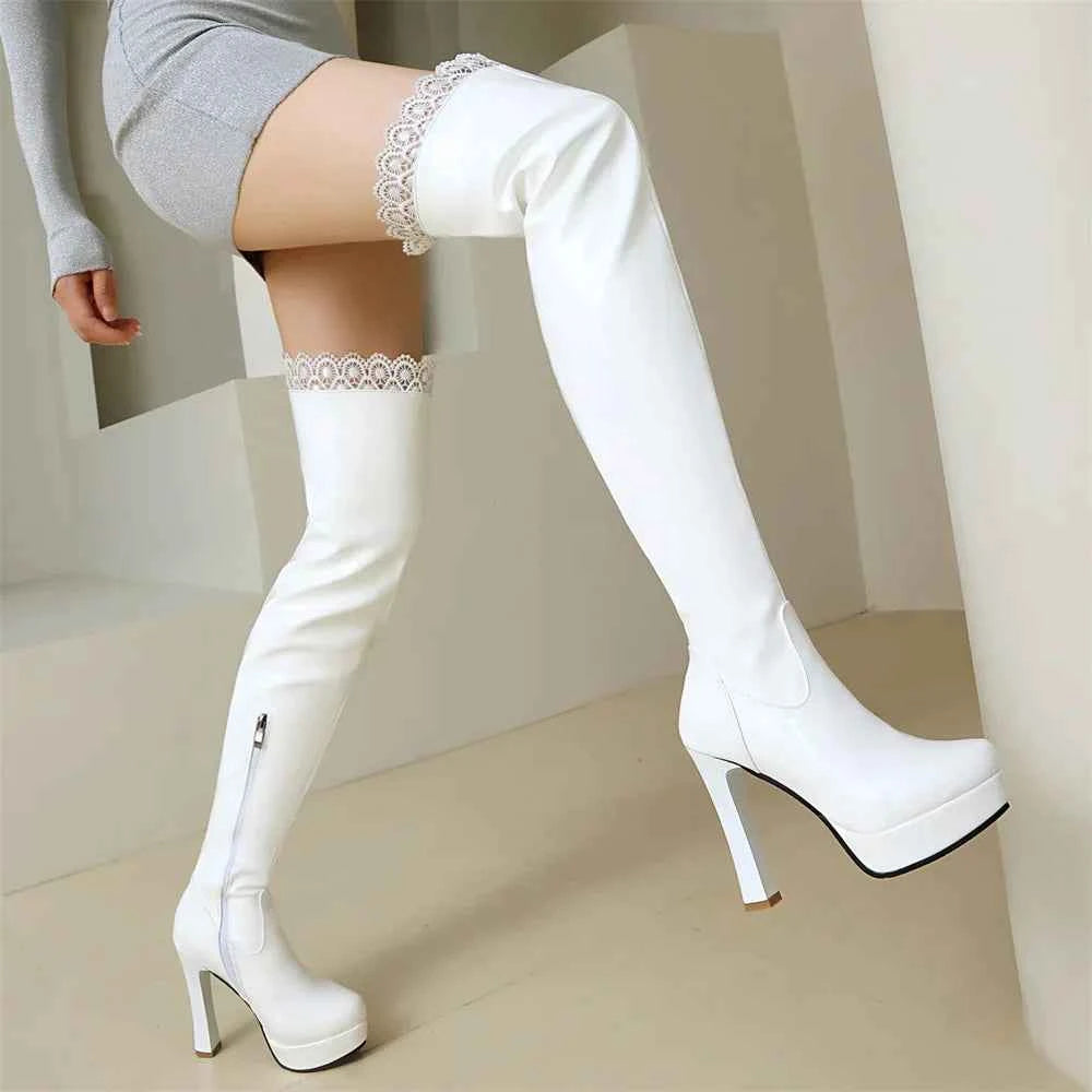 Elegant Winter High Heels Leather Boot