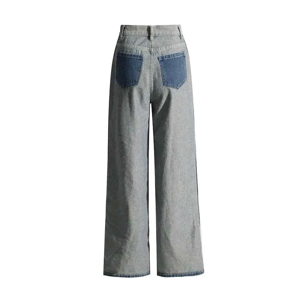 Colorblock Designer Loose High Waist Jeans