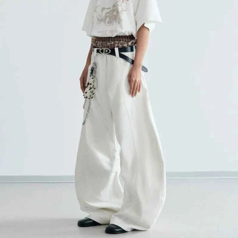 Stylish Plush Solid Color Loose Wide Pants