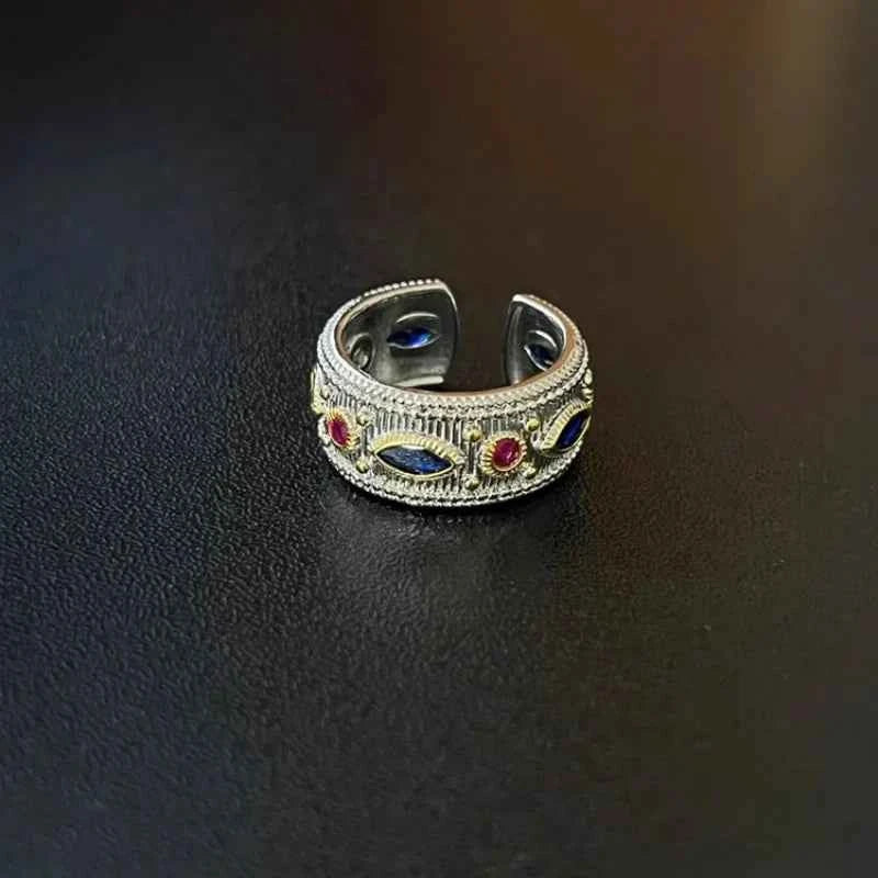 Creative Multicolor Zircon Stripe Open Ring
