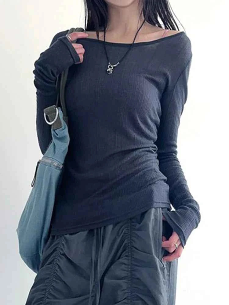 Stylish Bandage Backless Long Sleeve T-Shirt