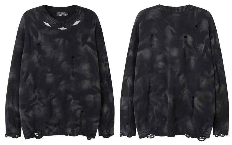 Y2K Signature Grunge Oversized Ripped Knitted Sweater