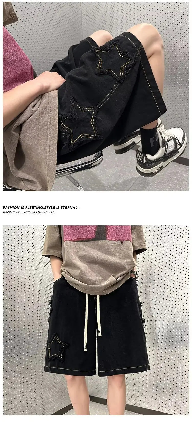 Pentagram Star Embroider Shorts
