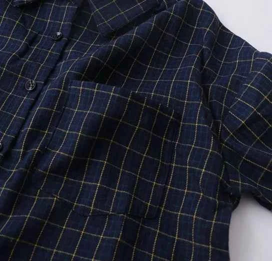 Trendy Korean Style Lapel Plaid Long Sleeve Shirt