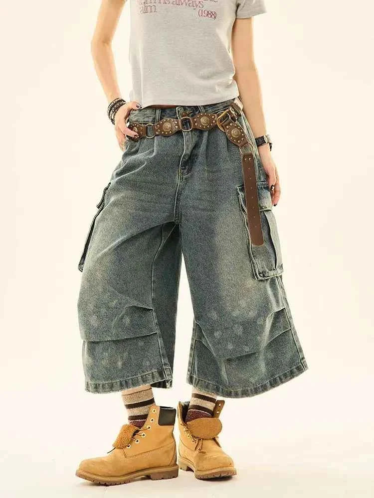 Vintage Grunge Blue Denim Jorts