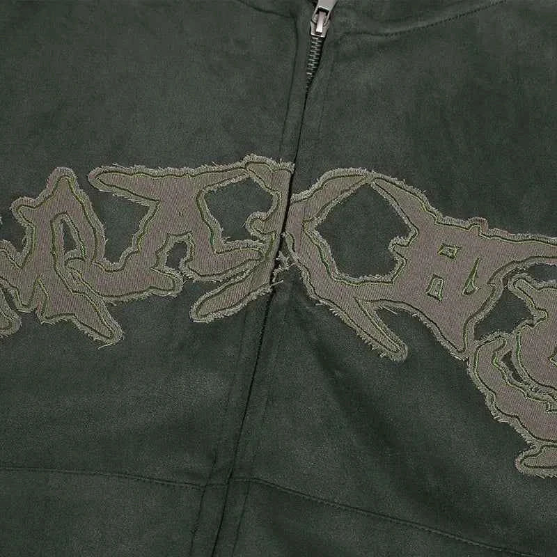 Vintage Flattering Embroidered Zip-Up Hooded Sweatshirt