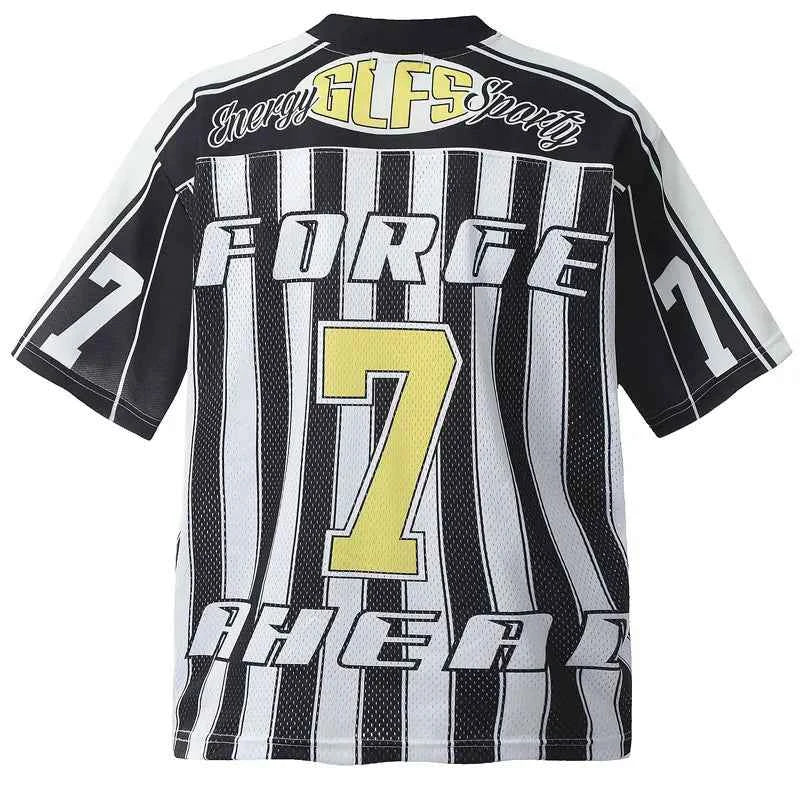 Retro Mesh Soccer Jersey Graphic Sport T-Shirt