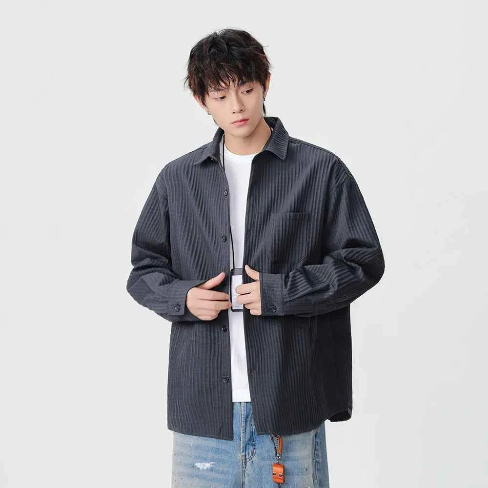 Y2K Vertical Striped Casual Long Sleeve Shirt