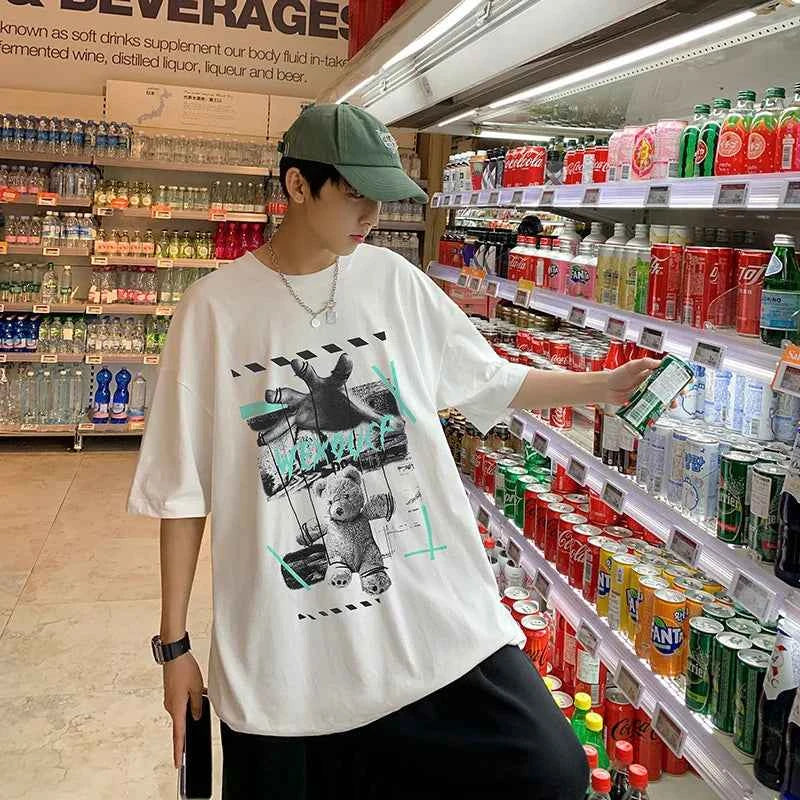 Y2K Stylish Bear Print Loose Fit T-Shirt