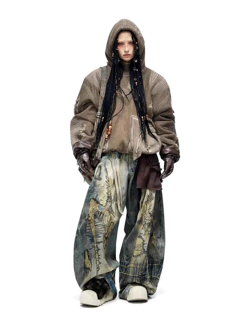 Boyfriend Vintage Embroidered Cool Baggy Jeans